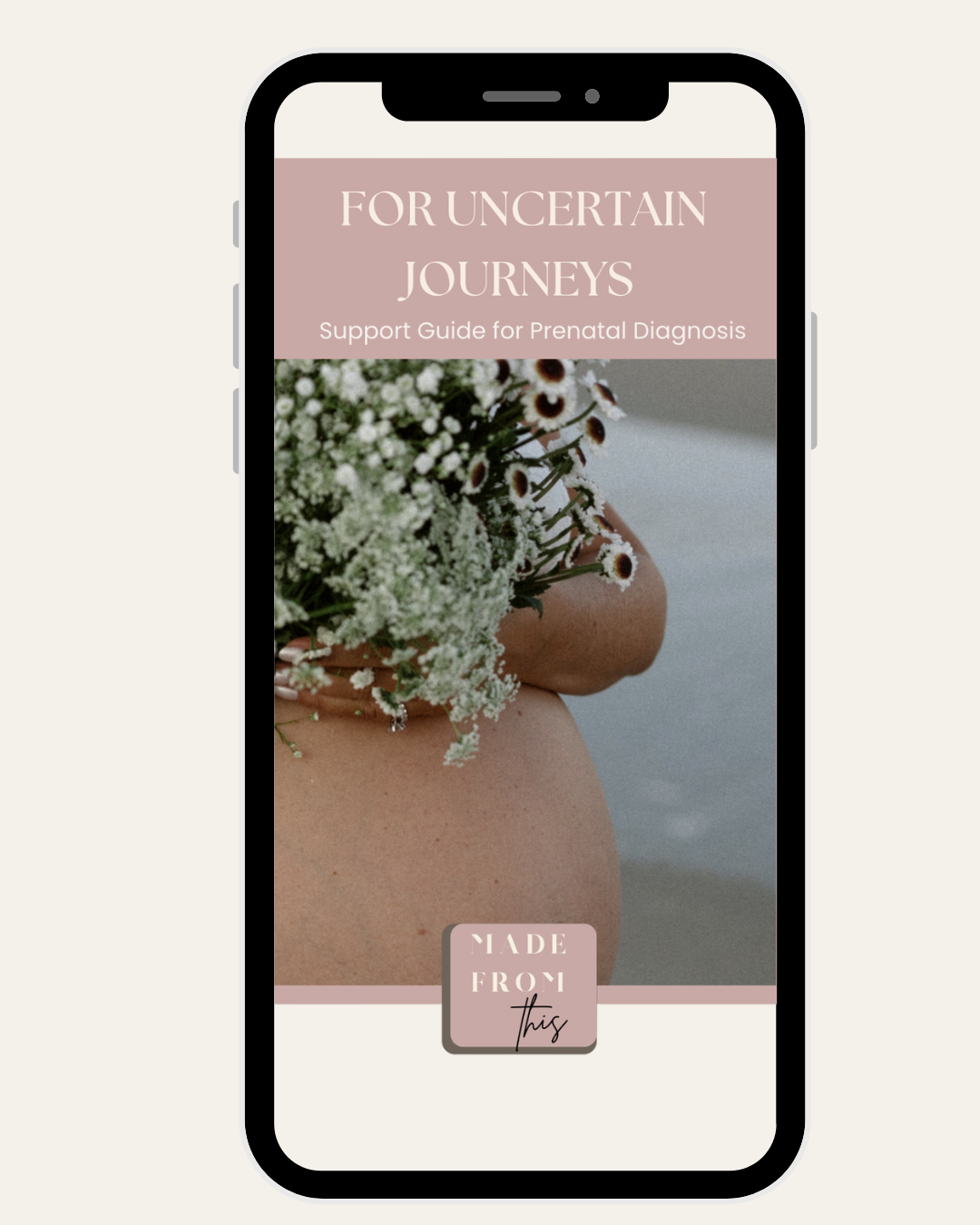 Prenatal diagnosis digital support guide PDF cover for parents facing congenital heart disease or rare genetic conditions. Made From This